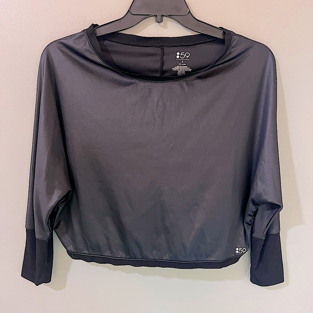 Splits59 women's black waist length top size small excellent condition
